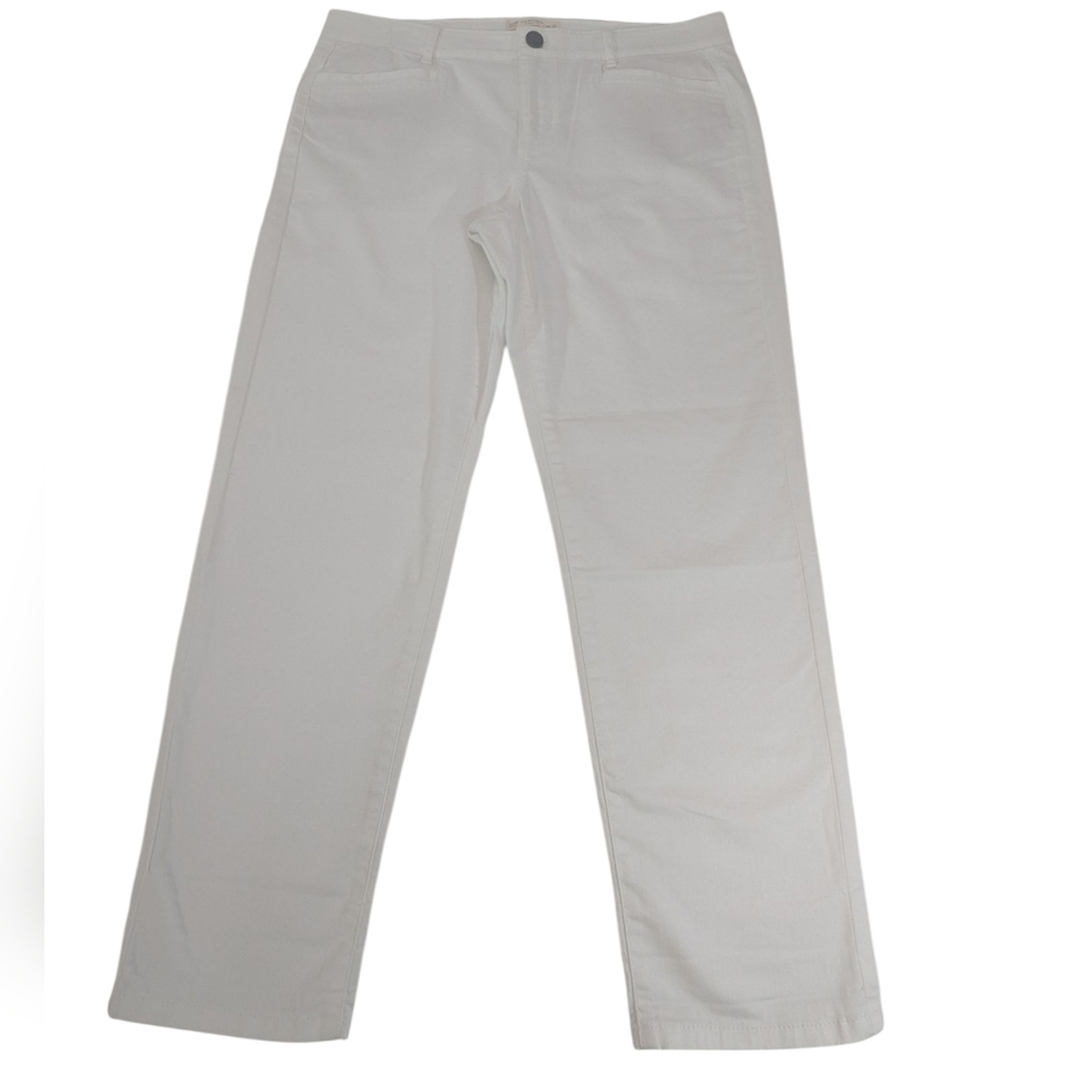 J. Jill Denim White Slim Boyfriend Straight Leg Size 12 Petite